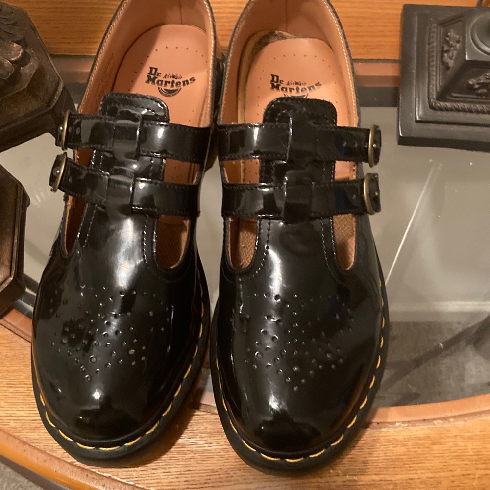 Dr. Martens Black Patent Leather Sandals
